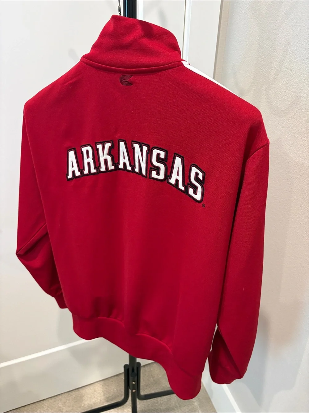 NCAA Arkansas Razorbacks Men's Red White Zip-Front Track Jacket - Large
